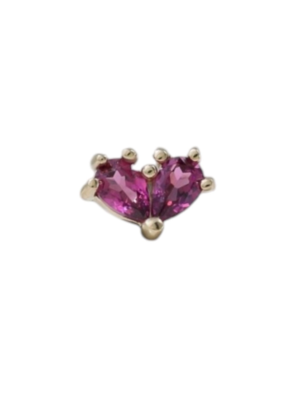 14K Solid Gold Leaf Rhodolite Garnet Stud - Picture 1 of 4